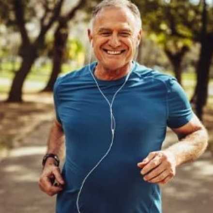 happy man jogging