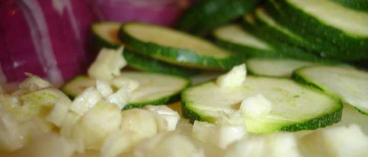 sliced cucumbers and chopped onions