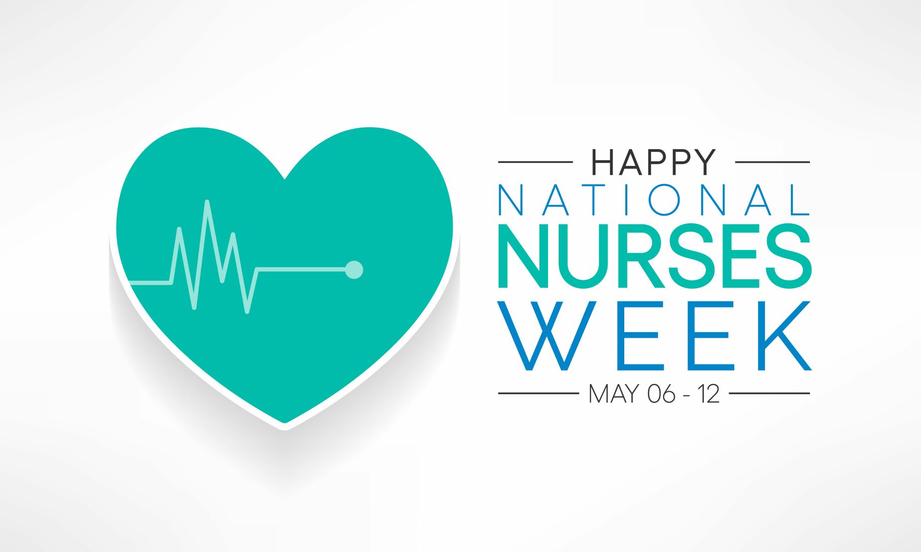 National Nurses Week with green heart and heartbeat