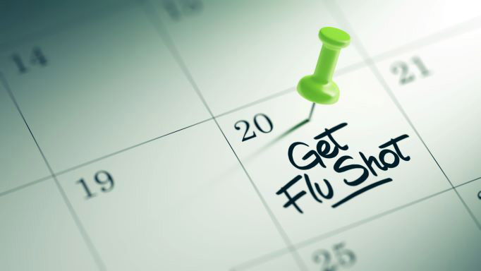 Calendar with flu shot note