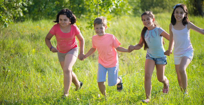 happy kids running