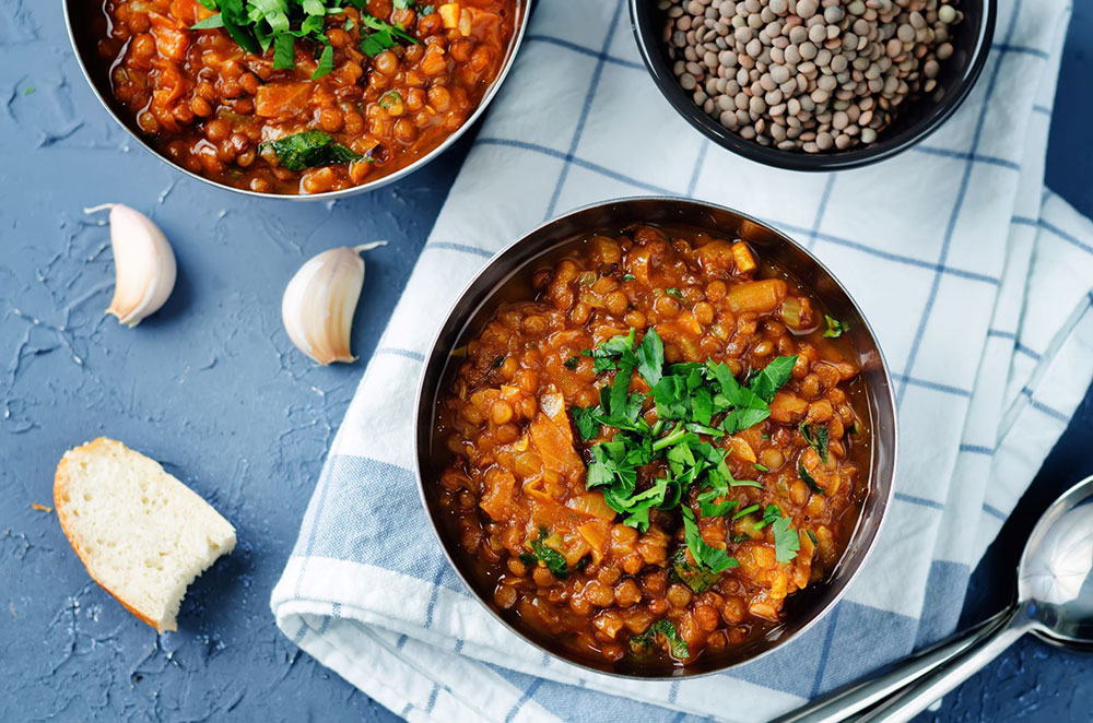 bowls of red lentil stew