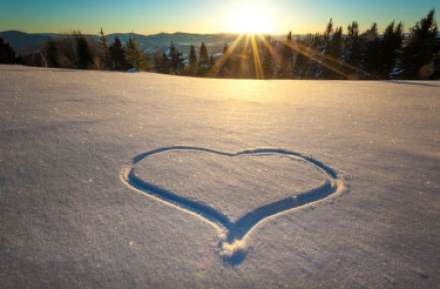 heart traced into snow