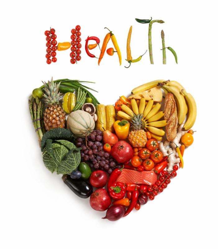 heart healthy foods in shape of heart